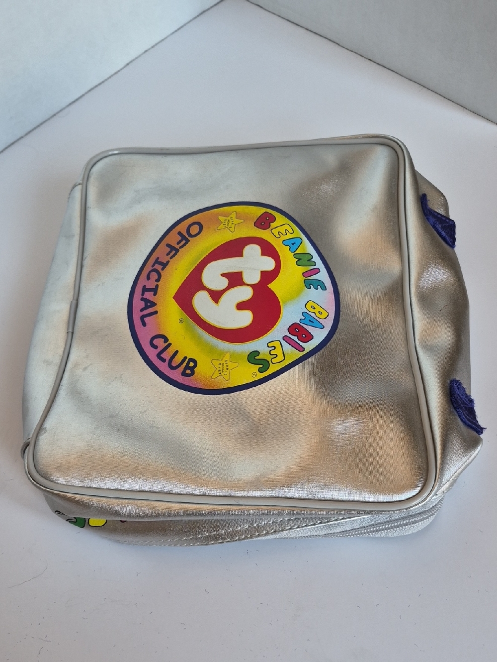 Ty Metallic Silver Lunch Bag with Colorful Beanie Babies Logo